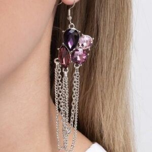 Paparazzi Silver and Pink Teardrop Earrings